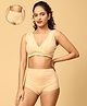 The Mom Store Cotton Sleeveless Solid Nursing Sleeping Maternity Bra & Overbelly Support Panties - Beige
