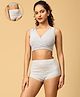 The Mom Store Cotton Sleeveless Solid Nursing Sleeping Maternity Bra & Overbelly Support Panties - Grey