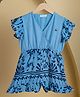 PURPLE UNITED KIDS Half Sleeves Frill Detailed Floral Printed Jumpsuit - Blue & Navy