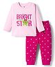 Doodle Poodle 100% Cotton Single Jersey Knit Full Sleeves Night Suit With Text Print -