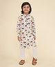 LIL PITAARA Pure Cotton Full Sleeves Elephants Printed Kurta & Pyjama Set - Cream