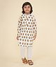 LIL PITAARA Pure Cotton Full Sleeves Moustache Printed Kurta & Pyjama Set - White