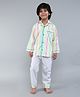 Little Clothing Cotton Woven Full Sleeves Striped Coordinating Night Suit Set - Multi Colour