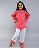 Little Clothing Cotton Woven Full Sleeves Polka Dots Printed Coordinating Shirt Style Top & Pajama Set - Pink