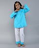 Little Clothing Cotton Woven Full Sleeves Polka Dots Printed Coordinating Shirt Style Top & Pajama Set - Blue