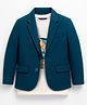 Pine Kids Knit Full Sleeves Solid Blazer With Printed Inner Tee - Teal Blue