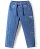 Babyhug Cotton Full Length Stretchable Denim Jeans with Team Varsity 38 Print - Blue