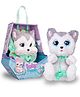 Baby Paws Siberian Husky Soft Toy with Swaddle Bag & Music White & Light Grey - Height 24 cm