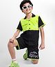 OLLINGTON ST. Cotton Co-ord Set Knit Half Sleeves Text Printed Shirt & Knit Shorts Set - Multicolor