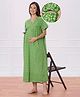 Bella Mama Cotton Woven Half Sleeves Printed Nursing Nighty - Green