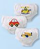 Doodle Poodle 100% Cotton Single Jersey Knit Briefs With Vehicle Print Pack Of 3 - White