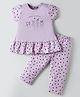 Evimo Single Jersey Knit Half Sleeves Night Suit With Animal & Heart Print - Mauve