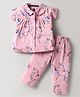 Evimo Single Jersey Knit Half Sleeves Co-ord Night Suit With Unicorn Print - Pink