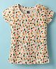 Evimo Single Jersey Half Sleeves Tops with Floral Print - Offwhite