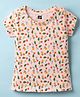 Evimo Single Jersey Half Sleeves Tops with Floral Print - Pink
