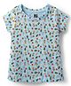 Evimo Single Jersey Half Sleeves Tops with Floral Print - Light Blue