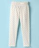 Evimo Single Jersey Knit Full Length Leggings with Small Stripes Print - Offwhite