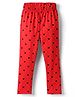 Evimo Single Jersey Knit Full Length Leggings with Heart Print - Red