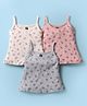 Evimo Single Jersey Knit Sleeveless Singlet Floral Printed Slips Pack Of 3 - Pink Grey & Cream