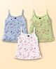 Evimo Single Jersey Knit Sleeveless Heart Printed Slips Pack of 3 - Off White Blue & Green