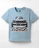 Evimo Single Jersey Knit Half Sleeves T-Shirt with Car Print - Light Blue