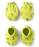 Doodle Poodle Cotton Interlock Knit Mittens & Booties Set with Animal Print - Lime Green