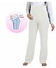 UZAZI Knit Solid Stretchable Maternity Trousers With Over Belly Foldable Support Band - Cream