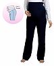 UZAZI Knit Solid Stretchable Maternity Trousers With Over Belly Foldable Support Band - Navy Blue
