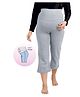 UZAZI Knit Solid Stretchable Maternity Capris With Over Belly Foldable Support Band - Grey Melange