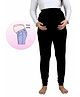 UZAZI Viscose Elastane Knit Solid High Waist Over Belly Support Maternity Leggings - Black