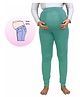 UZAZI Viscose Elastane Knit Solid High Waist Over Belly Support Maternity Leggings - Rama Green