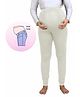 UZAZI Viscose Elastane Knit Solid High Waist Over Belly Support Maternity Leggings  - Cream