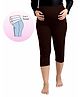 UZAZI Viscose Elastane Knit Solid Belly Support Maternity Three Fourth Leggings - Brown