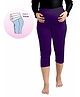 UZAZI Viscose Elastane Knit Solid Belly Support Maternity Three Fourth Leggings - Violet