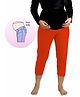 UZAZI Cotton Elastane Knit Solid Belly Support Maternity Three Fourth Leggings - Red