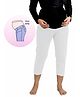 UZAZI Cotton Elastane Knit Solid Belly Support Maternity Three Fourth Leggings - Off White