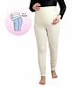 UZAZI Cotton Elastane Knit Solid Belly Support Maternity Leggings - Off White