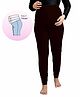 UZAZI Cotton Elastane Knit Solid Belly Support Maternity Leggings - Brown