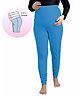 UZAZI Cotton Elastane Knit Solid Belly Support Maternity Leggings - Blue