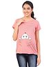 UZAZI Knit Half Sleeves Striped & Baby Printed Maternity Tee - Pink