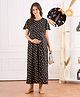 Bella Mama Cotton Knit Half Sleeves Nighty With Concealed Zipper & Heart Print - Blue