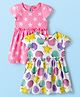 Babyhug Single Jersey Knit Half Sleeves Frocks With Seashell & Starfish Print Pack of 2 - Pink & White