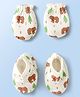 Doodle Poodle Interlock Cotton Animal Printed Mittens & Booties Set - White