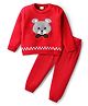 Babyhug Knitted Full Sleeves Sweater Set with Rat Patch - Red