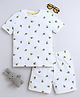BABY NATION Cotton Half Sleeves Bees Printed Tee With Coordinating Shorts Set - White