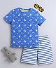 BABY NATION Cotton Half Sleeves Floral & Birds Printed Tee & Shorts Set - Blue