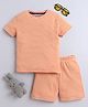 BABY NATION Cotton Half Sleeves Striped Tee With Coordinating Shorts Set - Orange