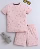 BABY NATION Cotton Half Sleeves Kids Printed Tee With Coordinating Shorts Set - Pink