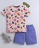 BABY NATION Cotton Half Sleeves Leaves Printed Tee & Shorts Set - Cream