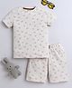 BABY NATION Cotton Half Sleeves Foxes Printed Coordinating Tee & Shorts Set - Brown